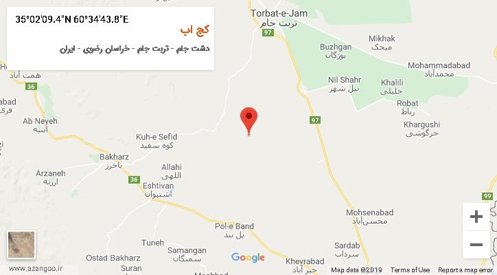 روستای کج اب بر روی نقشه