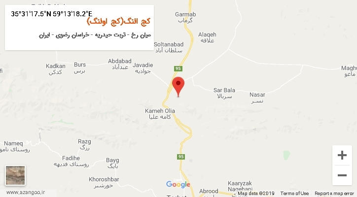 روستای کج النگ(کج اولنگ) بر روی نقشه