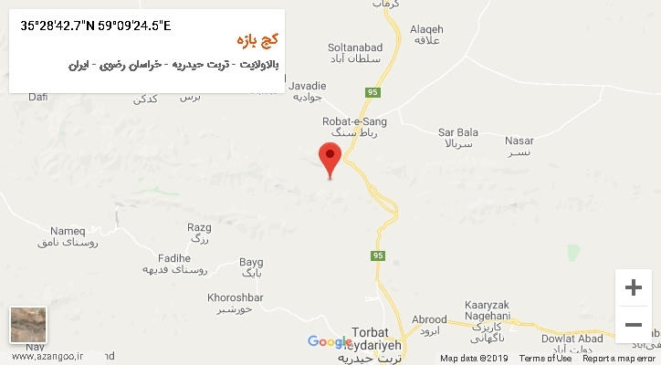 روستای کج بازه بر روی نقشه