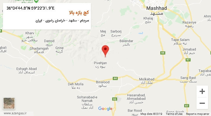 روستای کج بازه بالا بر روی نقشه