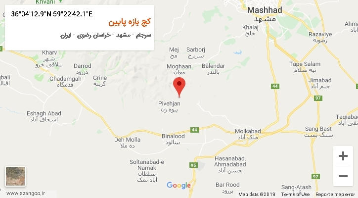 روستای کج بازه پایین بر روی نقشه