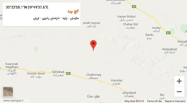 روستای کج بید بر روی نقشه