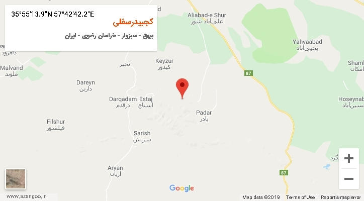 روستای کجبیدرسفلی بر روی نقشه