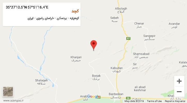 روستای کجد بر روی نقشه