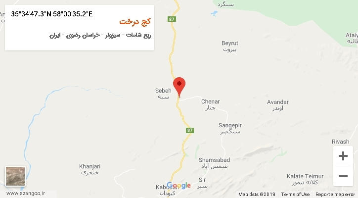 روستای کج درخت بر روی نقشه