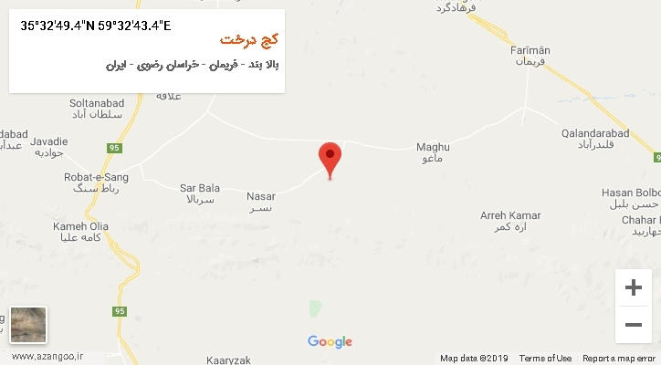 روستای کج درخت بر روی نقشه