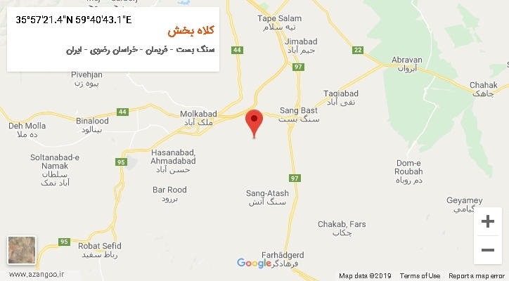 روستای کلاه بخش بر روی نقشه