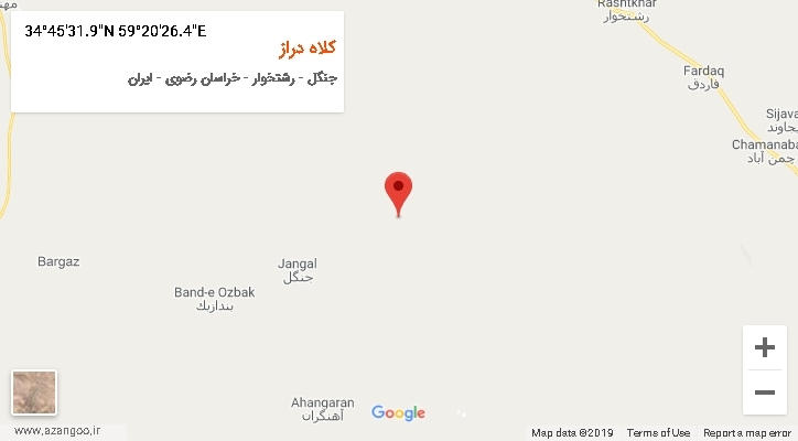 روستای کلاه دراز بر روی نقشه