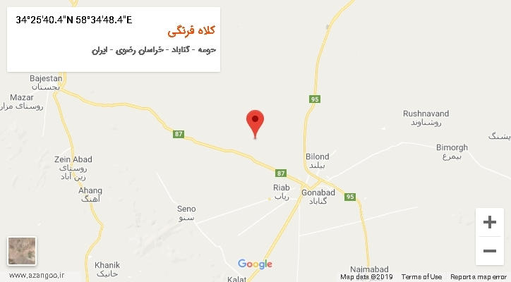 روستای کلاه فرنگی بر روی نقشه