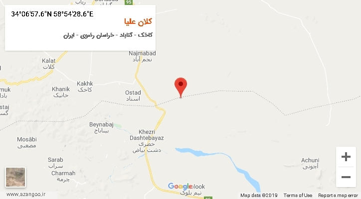 روستای کلان علیا بر روی نقشه