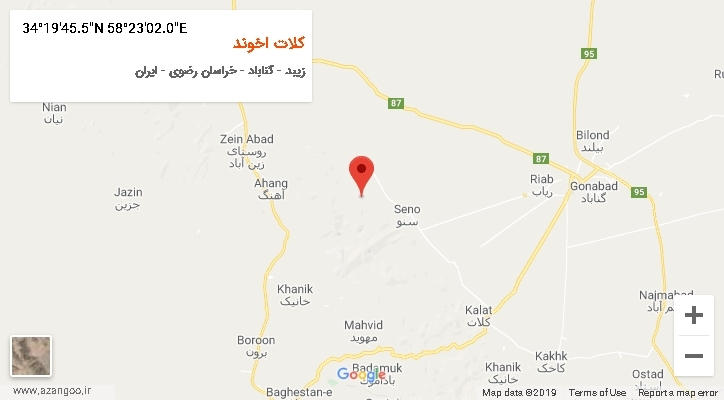 روستای کلات اخوند بر روی نقشه