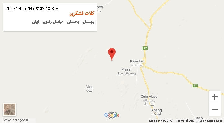 روستای کلات لشگری بر روی نقشه