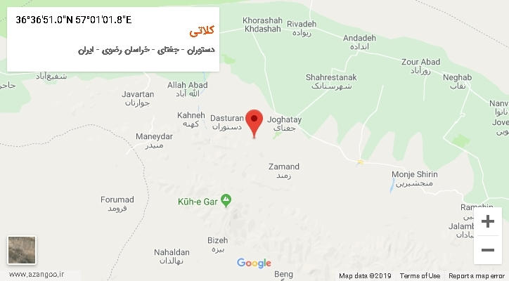 روستای کلاتی بر روی نقشه
