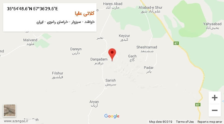 روستای کلاتی علیا بر روی نقشه