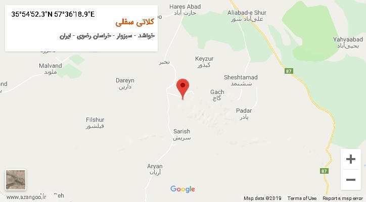 روستای کلاتی سفلی بر روی نقشه