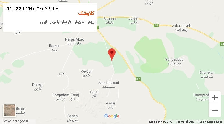 روستای کلاوشک بر روی نقشه