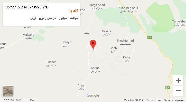 روستای کله پا بر روی نقشه