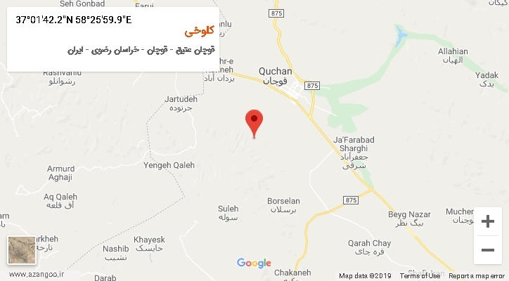 روستای کلوخی بر روی نقشه