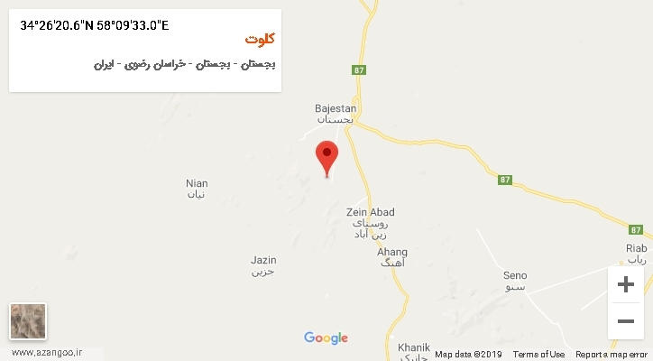 روستای کلوت بر روی نقشه
