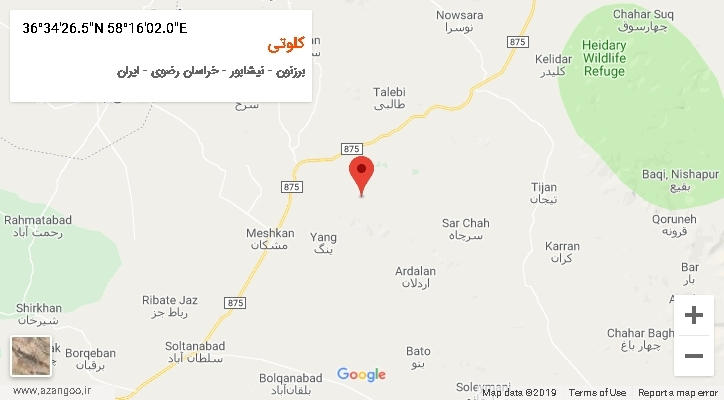 روستای کلوتی بر روی نقشه