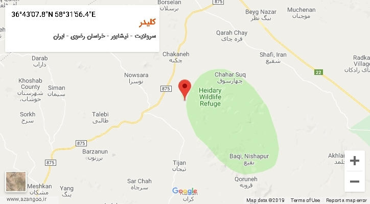 روستای کلیدر بر روی نقشه