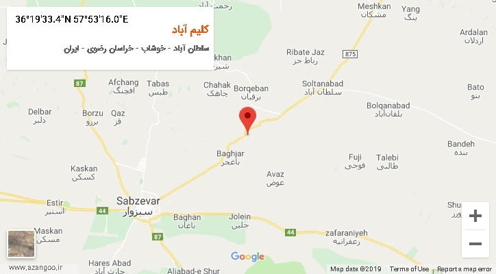 روستای کلیم آباد بر روی نقشه