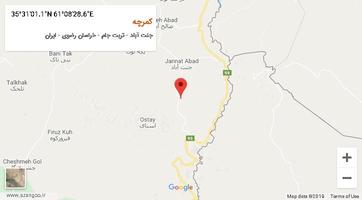 روستای کمرچه بر روی نقشه