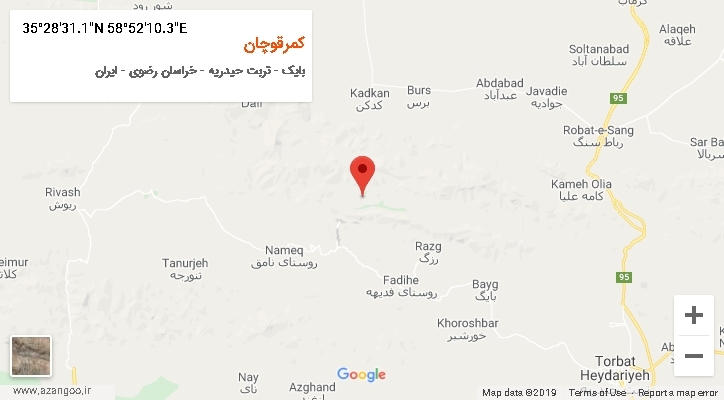 روستای کمرقوچان بر روی نقشه