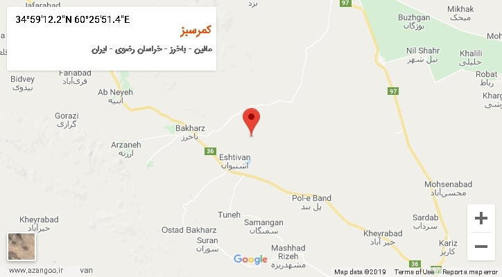 روستای کمرسبز بر روی نقشه