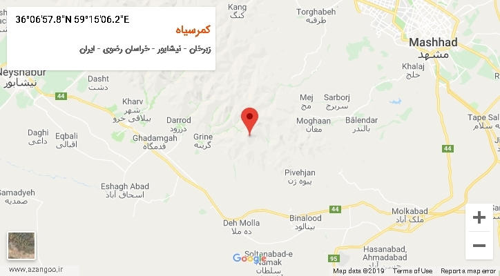 روستای کمرسیاه بر روی نقشه