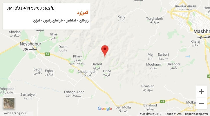 روستای کمرزرد بر روی نقشه