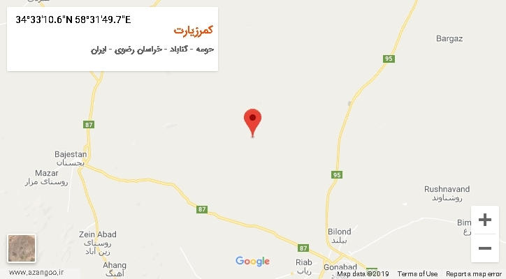 روستای کمرزیارت بر روی نقشه