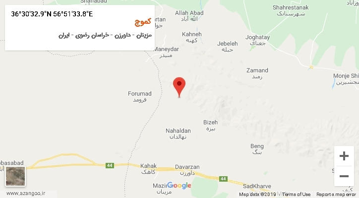 روستای کموج بر روی نقشه