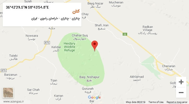 روستای کنان بر روی نقشه
