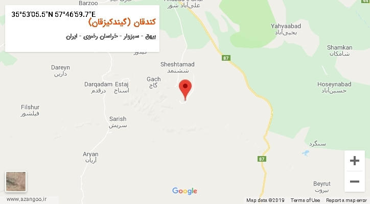 روستای کندقان (گیندکیزقان) بر روی نقشه