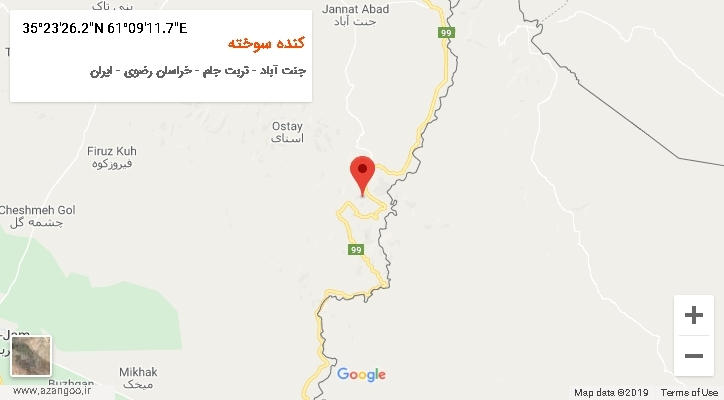 روستای کنده سوخته بر روی نقشه