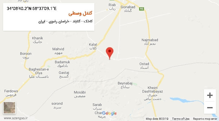 روستای کندل وسطی بر روی نقشه