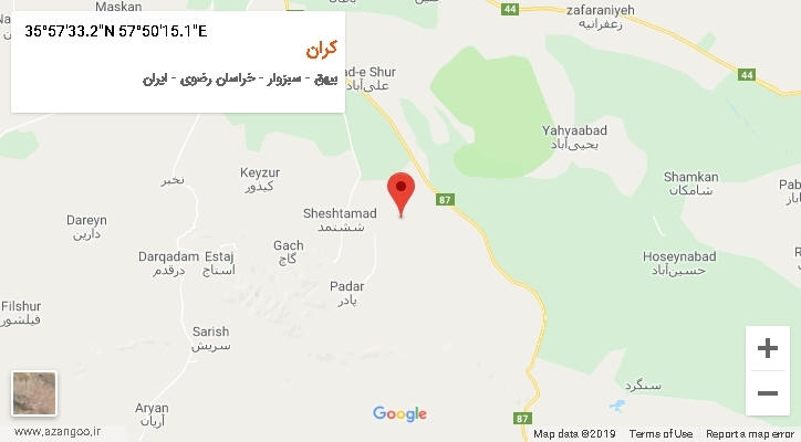 روستای کران بر روی نقشه