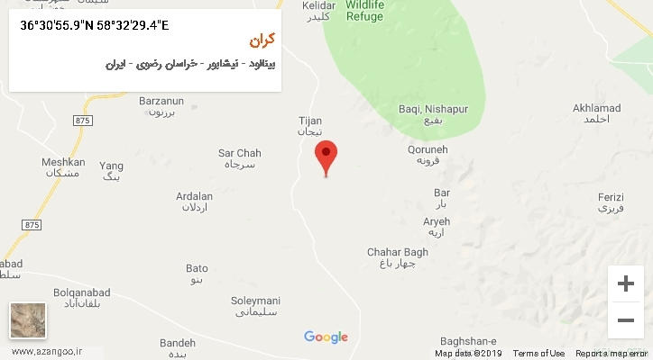 روستای کران بر روی نقشه