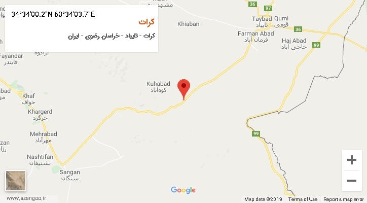 روستای کرات بر روی نقشه