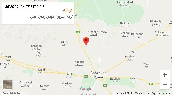 روستای کردآباد بر روی نقشه