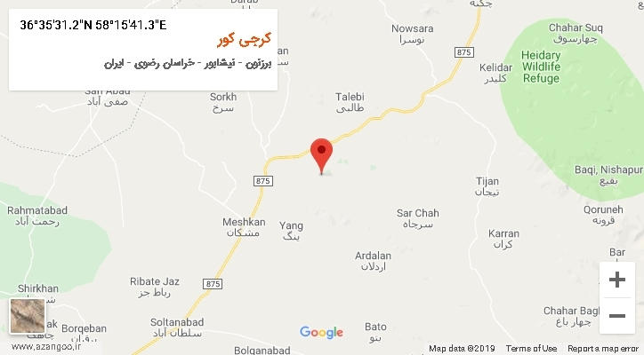 روستای کرجی کور بر روی نقشه