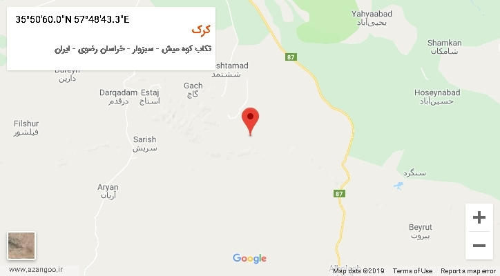 روستای کرک بر روی نقشه