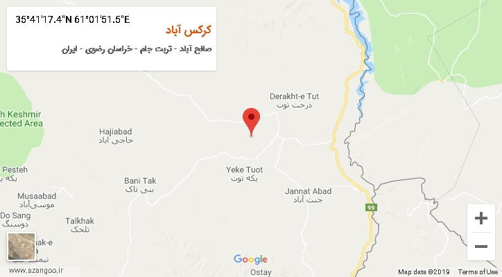 روستای کرکس آباد بر روی نقشه