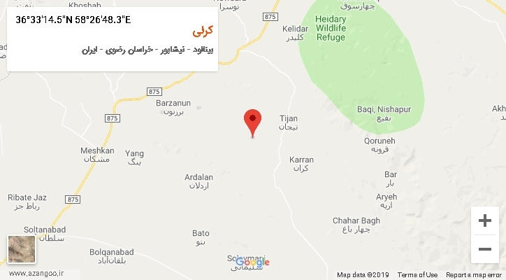 روستای کرلی بر روی نقشه