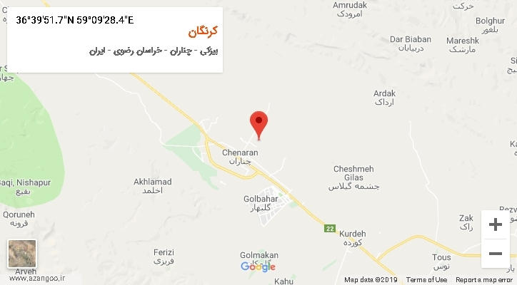 روستای کرنگان بر روی نقشه