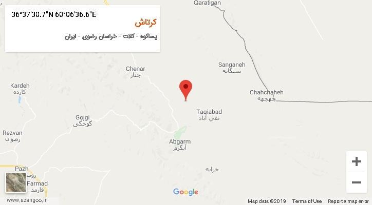روستای کرتاش بر روی نقشه