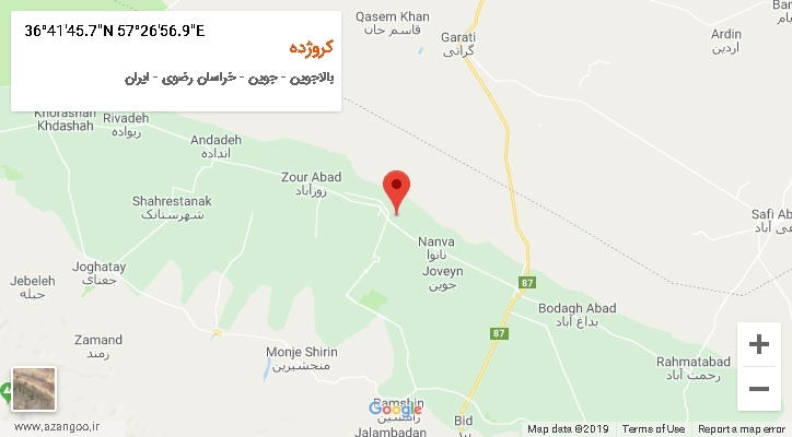 روستای کروژده بر روی نقشه