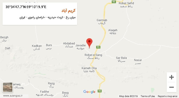 روستای کریم آباد بر روی نقشه