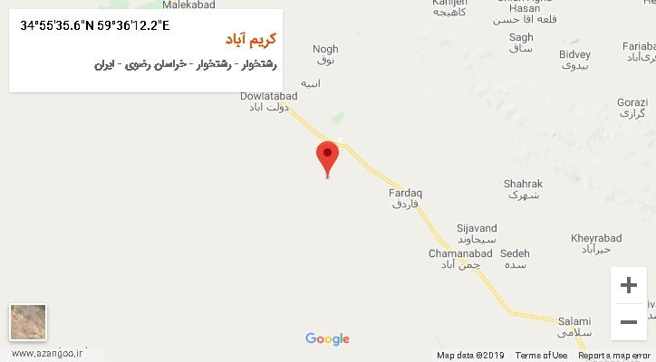 روستای کریم آباد بر روی نقشه
